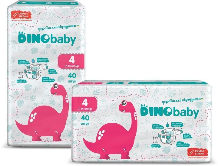 Підгузки Dino Baby Розмір 4 (7-14 кг) 40 шт для комфортного догляду за дитиною 00000001179 фото