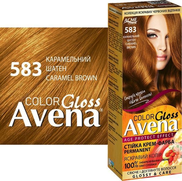 Крем-фарба Acme Avena Gloss Color №583 Карамельний шатен для яскравого кольору волосся 00000000359 фото