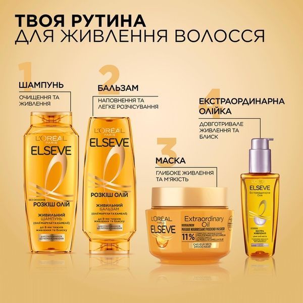 Маска для волосся L'Or&eacute;al Paris Elseve Розкіш масел 300 мл для сухого волосся 00000000158 фото