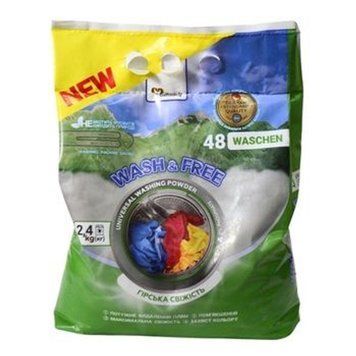Пральний порошок Wash & Free 2,4 кг Гірська свіжість для бездоганної чистоти 00000004299 фото