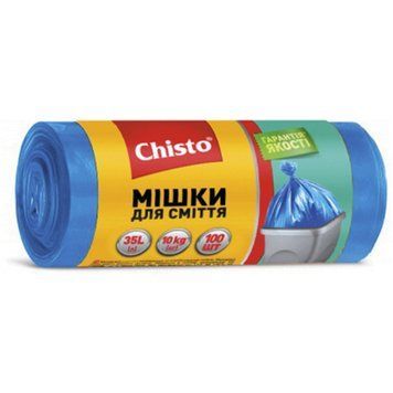 Пакети для сміття Chisto Міцні 35 л 100 шт Сині для зручного прибирання 00000001449 фото