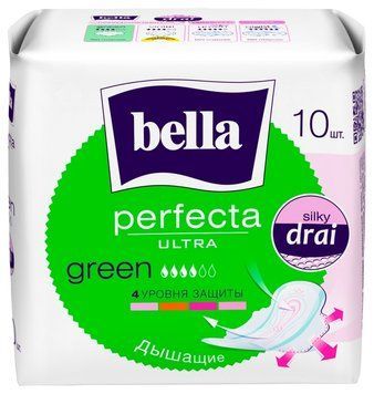 Гігієнічні прокладки Bella Perfecta Ultra Green Drai 10 шт з крильцями для денного використання 00000002381 фото