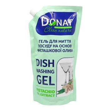 Гель для миття посуду Donat Clean Nature 1 л на основі фісташкової оливи (дой-пак) 00000004942 фото