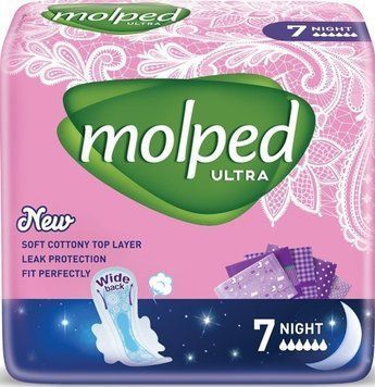 Гігієнічні прокладки Molped Ultra Night 6 крапель з крильцями 7 шт. 00000002416 фото