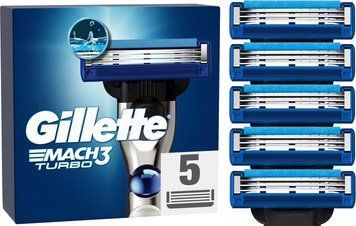 Змінні касети Gillette Mach3 Turbo 5 шт для чоловіків з Польщі 00000003281 фото