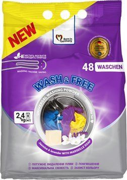 Порошок для прання Wash & Free універсальний жасмин та лаванда 2400 г з милом 00000004195 фото