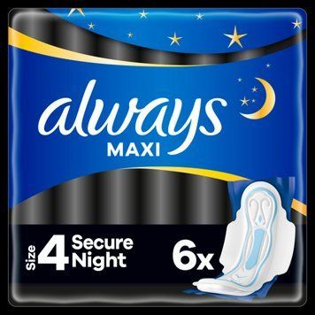 Гігієнічні прокладки Always Maxi Secure Night Розмір 4 6 шт для надійного захисту 00000002337 фото