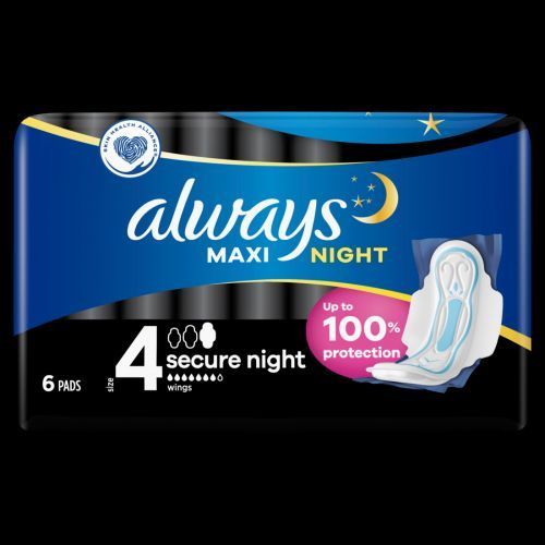 Гігієнічні прокладки Always Maxi Secure Night Розмір 4 6 шт для надійного захисту 00000002337 фото