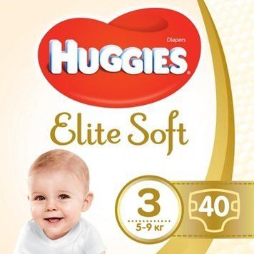 Підгузки Huggies Elite Soft 3 Jumbo 40 шт для дітей 5-9 кг унісекс 00000001189 фото