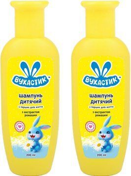 Дитячий шампунь Вухастик з екстрактом ромашки 200 мл без силіконів для малюків 00000000987 фото