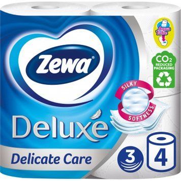 Туалетний папір Zewa Deluxe 3 шари 4 рулони білий для комфортного використання 00000001716 фото