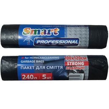 Пакети для сміття 240л 10шт ТМ SMART PRO для зручного прибирання дому 00000001435 фото