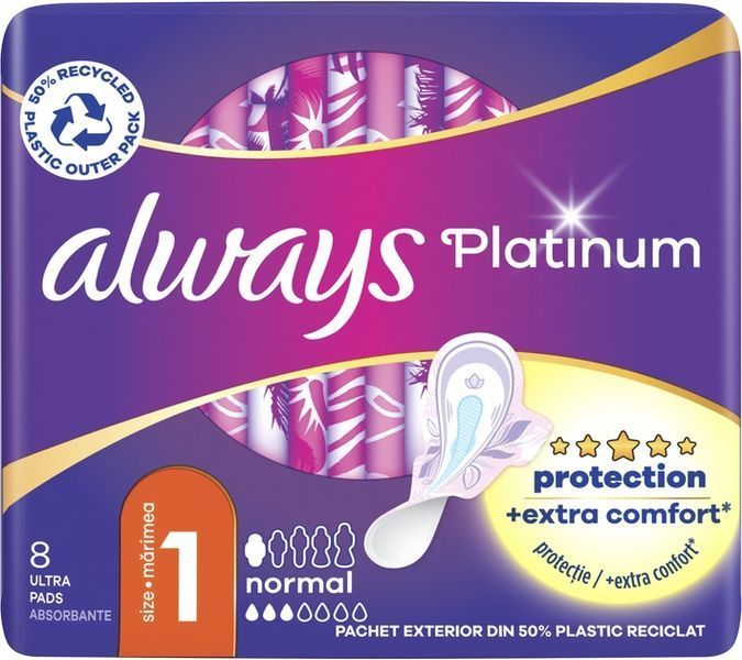 Гігієнічні прокладки Always Platinum Normal 8 шт з крильцями для денного використання 00000002342 фото