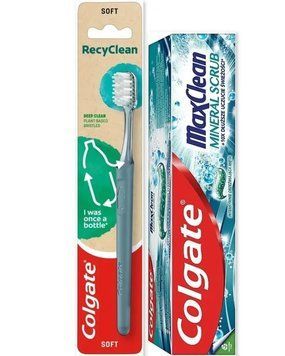Набір Colgate Зубна паста Max Clean "Mineral Scrub" 75мл та Щітка Recy Clean 00000002230 фото