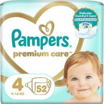 Підгузки Pampers Premium Care Maxi Розмір 4 (9-14 кг) 52 шт для унісекс дітей 00000001201 фото