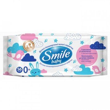Серветки вологі Smile Baby New sticker 56 шт для ніжного догляду за шкірою малюка 00000001106 фото