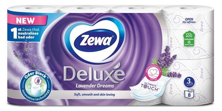 Туалетний папір Zewa Deluxe Лаванда 3 шари 8 рулонів для вашого комфорту 00000001721 фото