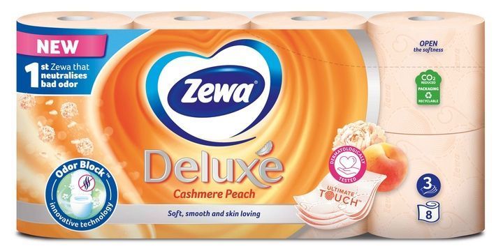 Туалетний папір ZEWA Deluxe Персик 8 рулонів гіпоалергенний біорозкладний 150 аркушів 00000001725 фото