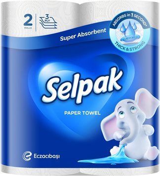 Паперові рушники Selpak 3 шари 80 відривів 2 рулони з Туреччини 00000001654 фото
