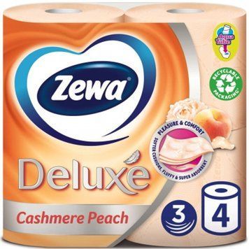 Туалетний папір Zewa Deluxe Персик 3 шари 4 рулони для комфортного використання 00000001723 фото