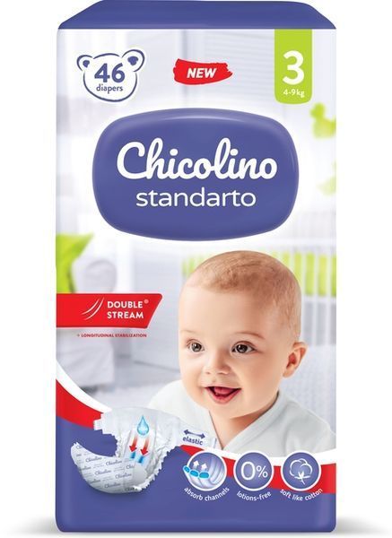 Підгузки Chicolino Middle Розмір 3 для дітей 4-9 кг 46 шт Білий 00000001166 фото