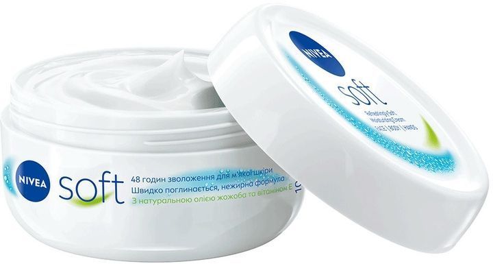 Крем для обличчя Nivea Soft Освіжаючий зволожувальний 100 мл для обличчя, рук та тіла 00000003470 фото