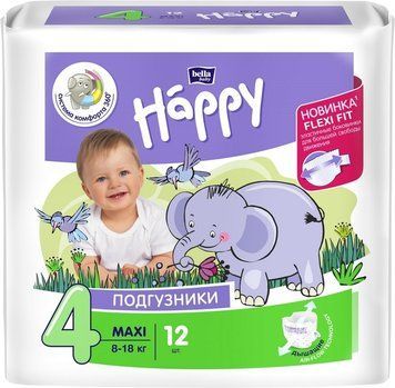 Підгузки Bella Baby Happy Maxi для дітей 8-18 кг 12 шт. комфорт та надійність 00000001157 фото