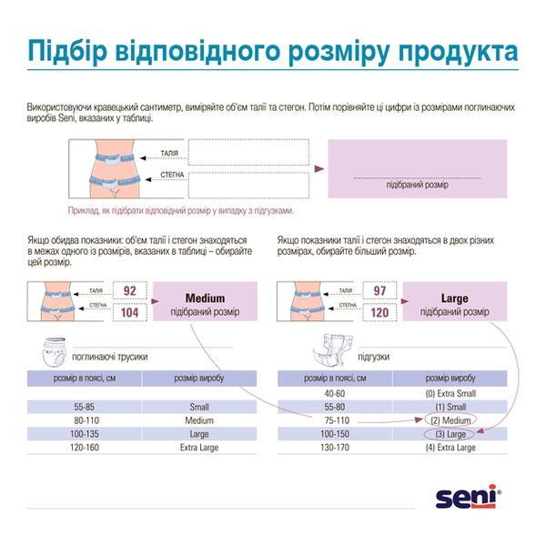 Підгузки для дорослих Seni Super Large 100-150 см 10 шт з Польщі 00000003608 фото