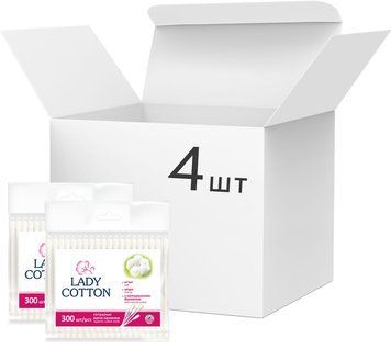 Ватні палички Lady Cotton 4 пачки по 300 шт для вашої гігієни та догляду 00000002312 фото