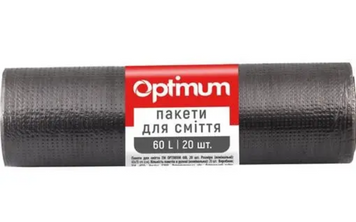 Сміттєві пакети Optimum 60 L 20 шт чорні з поліетилену високої щільності 00000001487 фото