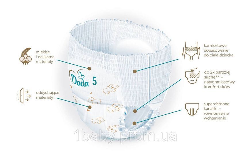 Підгузки-трусики DADA Extra Care Pants 5 junior 12-18кг 35 шт для комфортного використання 00000001232 фото