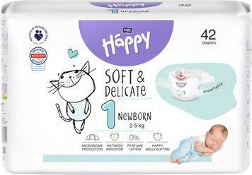 Підгузки Bella Baby Happy Soft & Delicate для новонароджених 2-5 кг 42 шт 00000001161 фото
