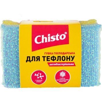 Губки кухонні Chisto для тефлону антибактеріальні 2 шт. Українська якість 00000001416 фото